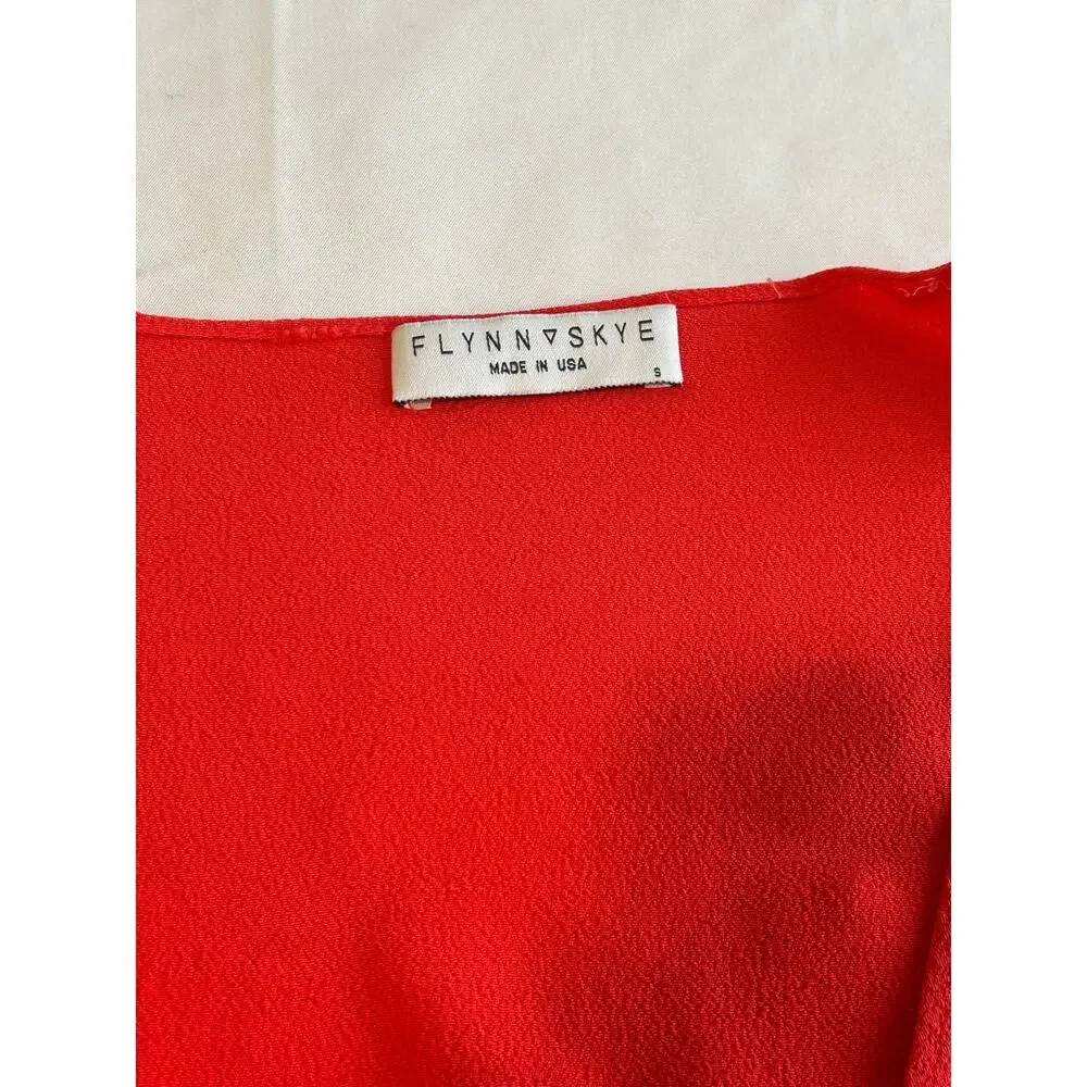 Flynn Skye That's a Wrap Crop Top Flutter Sleeve Coral Size Small Summer Beach - Picture 7 of 10